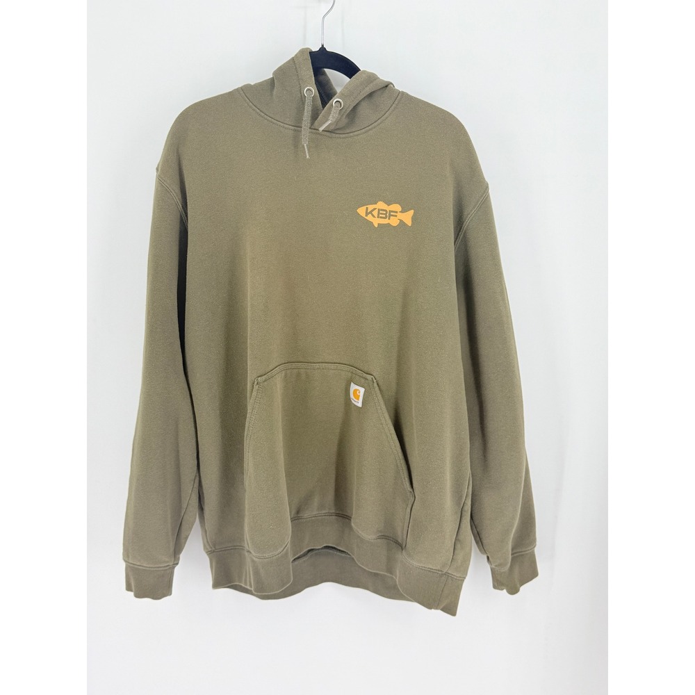 Carhartt Mens Kayak Bass Fishing KBF Graphic XL Original Fit Hoodie Olive Green